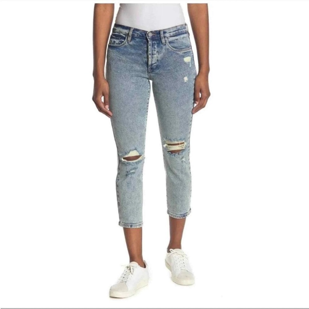 Blank NYC The Madison Crop High Rise Distressed Distressed Denim Jeans